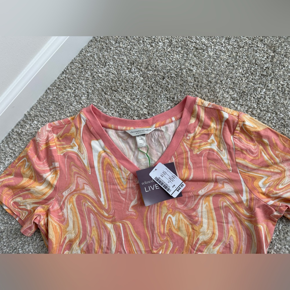 Women’s Christopher & Banks Relaxed Colorful V-Neck Tee - Picture 2 of 3